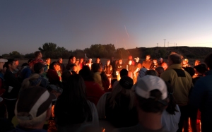 the runners gathered around the fire before the race as a traditional Navajo blessing was given for our run ahead
